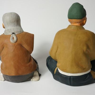 VINTAGE HAKATA URASAKI DOLLS PAIR ELDERLY MAN AND WOMAN