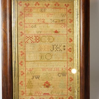 ANTIQUE SAMPLER OF NUMBERS & ALPHABETS. "ELIZABETH WEIN "