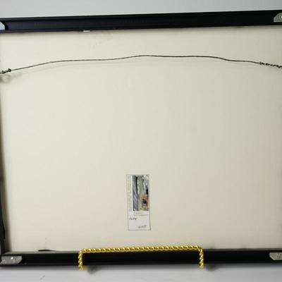 WHIMSICAL PAPER ART OIL ON PAPER OF GIRL IN GARDEN WITH CATS. IMPRESSIONALIST STYLE