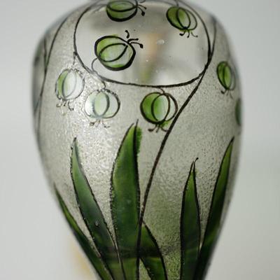 PAIR OF VINTAGE PERFUME BOTTLES, / FACET CUT IN GREEN