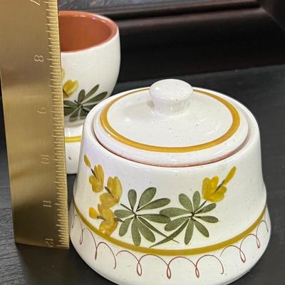 Vintage STANGL Pottery Golden Blossom. Mugs, creamer, sugar bowl, salt and pepper and more