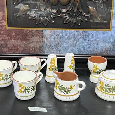 Vintage STANGL Pottery Golden Blossom. Mugs, creamer, sugar bowl, salt and pepper and more