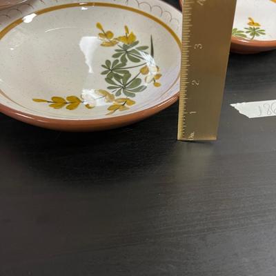 Vintage STANGL Pottery Golden Blossom.. soup plates and mini bowls