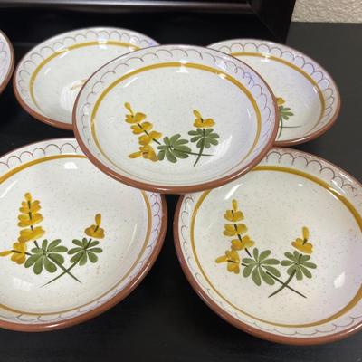 Vintage STANGL Pottery Golden Blossom.. soup plates and mini bowls