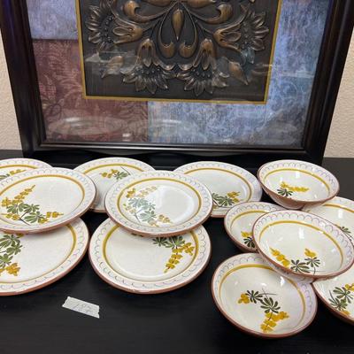 Vintage STANGL Pottery Golden Blossom, Dinner plates and deep mini bowls