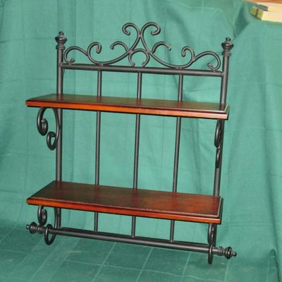 Iron and Wood Wall Hanging Shelf