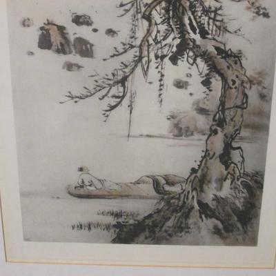 Asian Themed Drawing on Silk