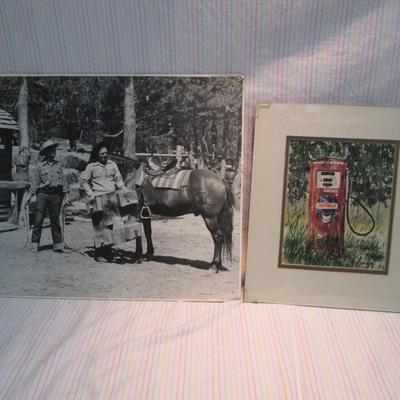Vintage Pony Express Photo and Chevron Watercolor by Wayne Melnychuk