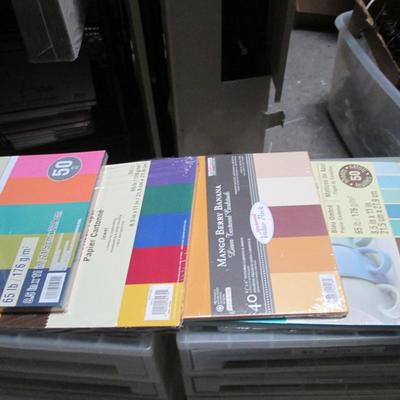 Lot of Craft Paper and Plastic Drawers
