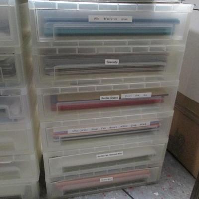 Lot of Craft Paper and Plastic Drawers
