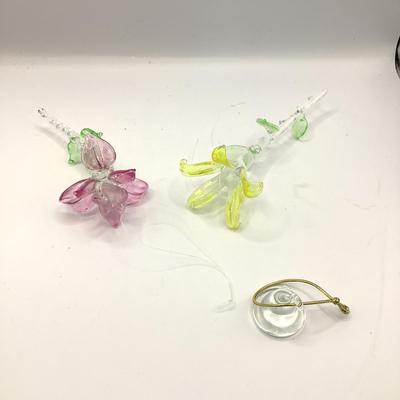 1694 Lot of Glass  Flowers, and Hershey Kiss Ornaments