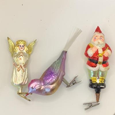 1700 Four Vintage Glass Clip Ornaments