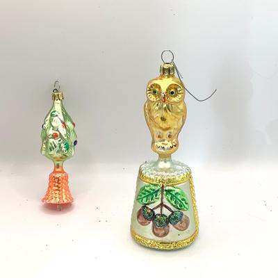 1701 Two Vintage Glass Bell Ornaments