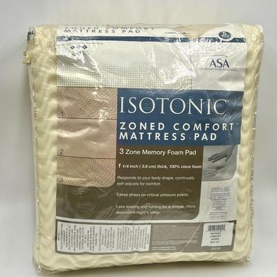 ISOTONIC ~ 3 Zone Queen Memory Foam Pad ~ New