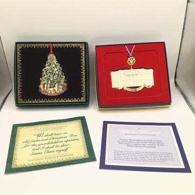 1714 Two White House Ornaments with Box