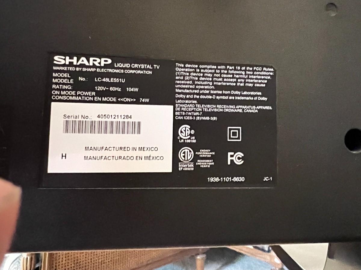48" Sharp Aquos HDMI Liquid Crystal TV LC48LE551U