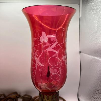 6461 Antique Art Deco Cranberry Lamps