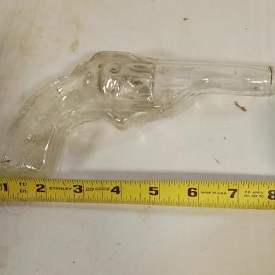 LOT 102  OLD GLASS GUN CANDY HOLDER