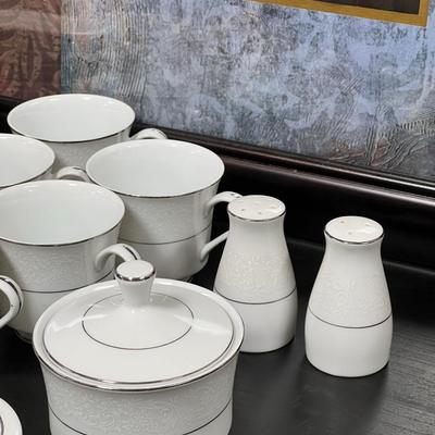 Royal Wentworth Tea Cups, Saucers, Creamer, Sugar, Salt and Pepper