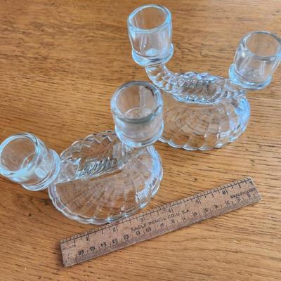 Pair of 40s Glass Candle Holders