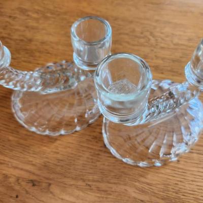 Pair of 40s Glass Candle Holders
