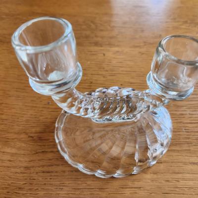 Pair of 40s Glass Candle Holders