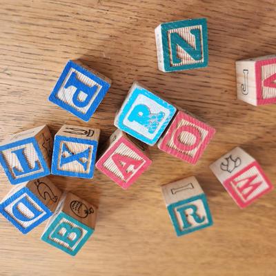 Vintage Wood Alphabet Blocks