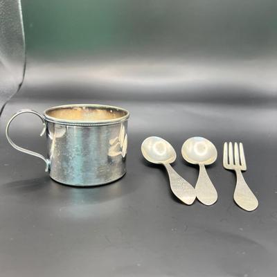 6465 Nickel Silver Baby Cup & Flatware