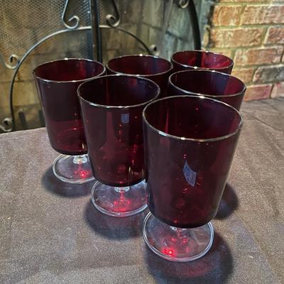 16 Vintage Ruby red glasses made in France
