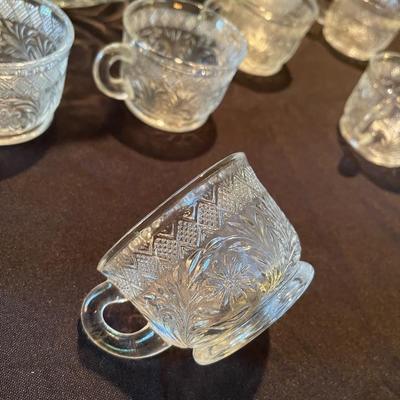 (19 piece)  Etched Glass Punch Bowl & Glasses 