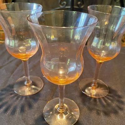 set of (3) vintage pink glasses