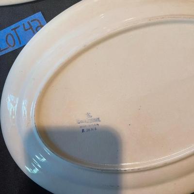 Lot of (3) ornate blue and white platters