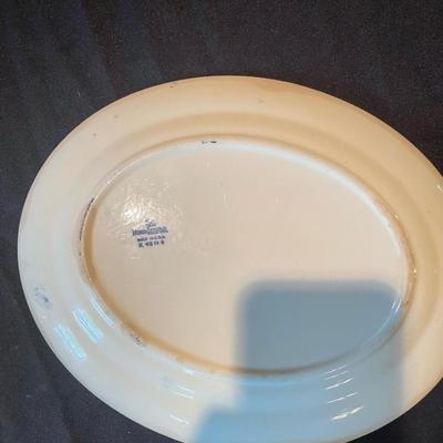 Lot of (3) ornate blue and white platters
