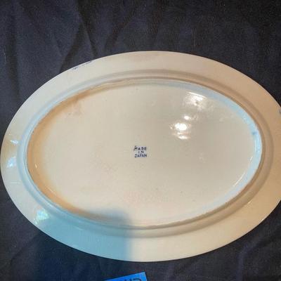 Lot of (3) ornate blue and white platters