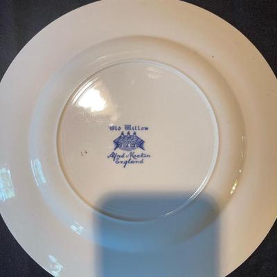 (2) vintage blue and white plates