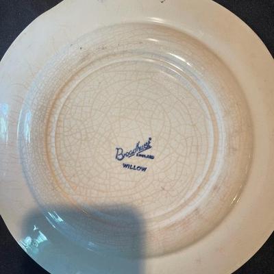 (2) vintage blue and white plates