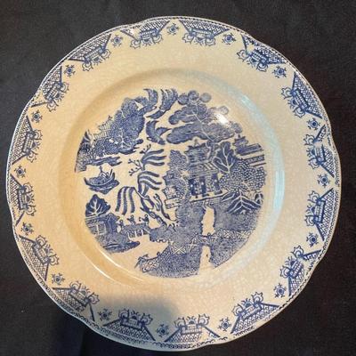 (2) vintage blue and white plates