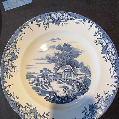 Lot of (3) vintage blue and white plates
