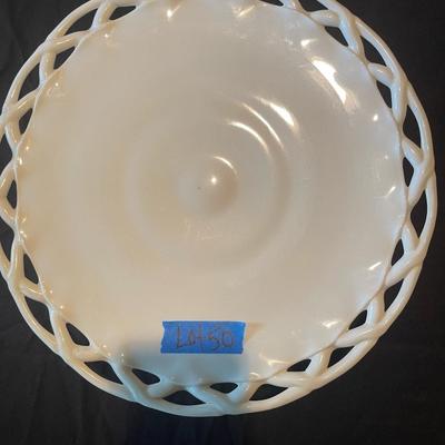 large milk glass cake platter