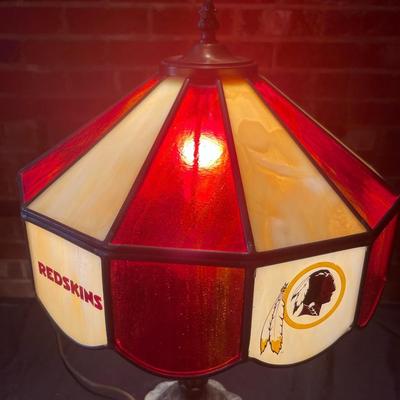 Vintage Tiffany inspired  stained glass Redskins lamp