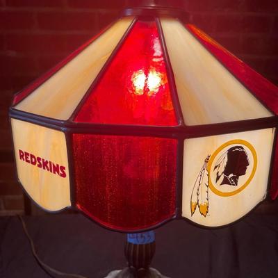 Vintage Tiffany inspired  stained glass Redskins lamp