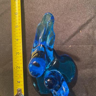 stone owl, Fenton boot, green glass boot w/ bear, red glass pitcher, blue glass birds