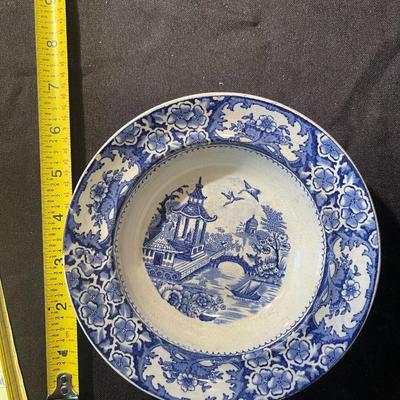 Lot of (5) blue and white marked plates
