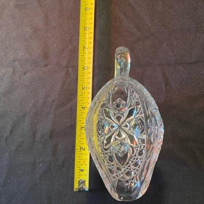 lot of (6) misc. etched glass and crystal pieces