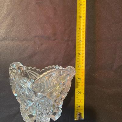 lot of (6) misc. etched glass and crystal pieces