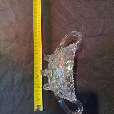 lot of (6) misc. etched glass and crystal pieces
