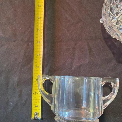 lot of (6) misc. etched glass and crystal pieces