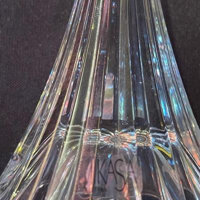 Pair of crystal candle holders, Mikasa candle stick holder, crystal bell