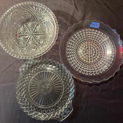 Lot of (3) etched glass bowls/platters