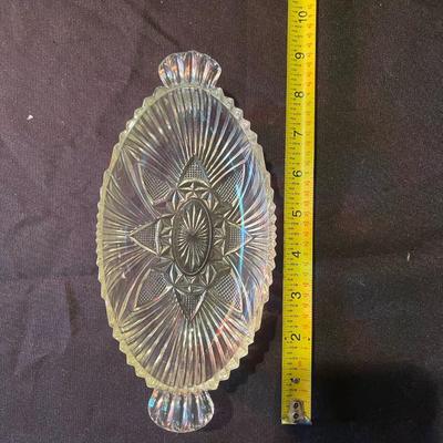 Lot of (4) misc. pcs. Of etched glassware and crystal